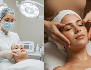 Medical facial and a relaxing spa facial, highlighting their contrasting settings and techniques.